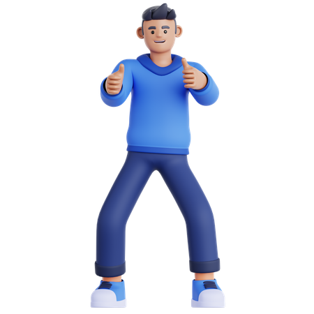 Man giving Two Thumbs Up  3D Illustration