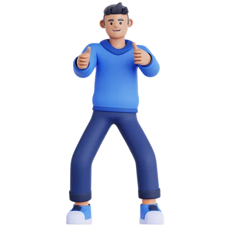 Man giving Two Thumbs Up  3D Illustration