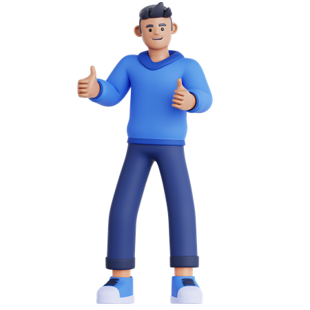 Man giving Two Thumbs Up  3D Illustration