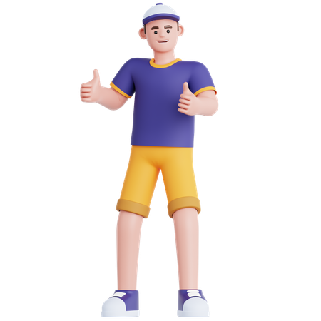 Man giving Two Thumbs Up  3D Illustration