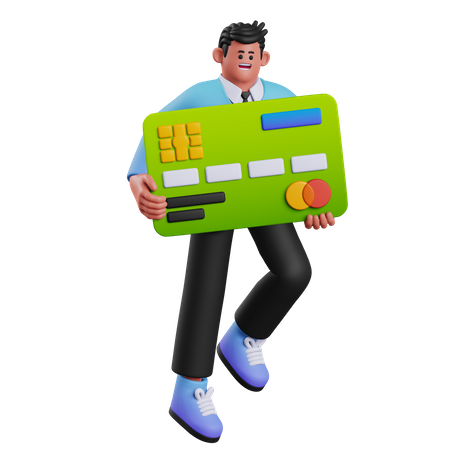 Man Holding Card  3D Illustration