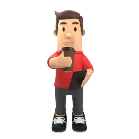 Man holding coffee cup  3D Illustration