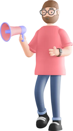 Man holding megaphone  3D Illustration