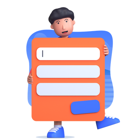 Man holding sign up form  3D Illustration