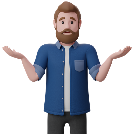 Man In A Confused Pose  3D Illustration