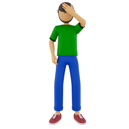 Man In Confused Pose  3D Illustration