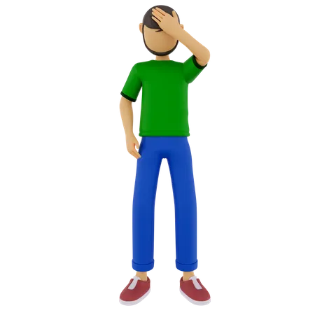 Man In Confused Pose  3D Illustration