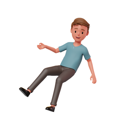 Man In Floating Smiling Pose  3D Illustration