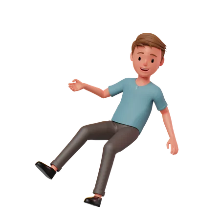 Man In Floating Smiling Pose  3D Illustration