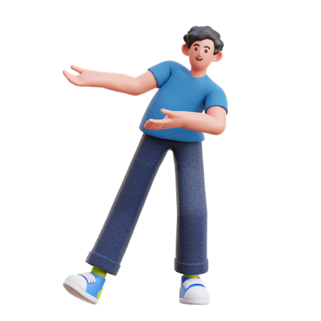 Man indicating both hands in right side  3D Illustration