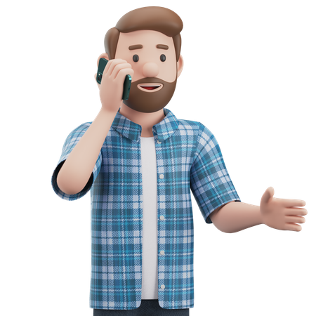 Man Is Talking On The Phone  3D Illustration