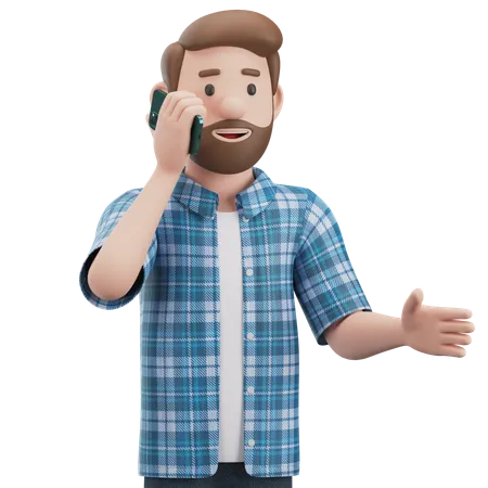 Man Is Talking On The Phone  3D Illustration