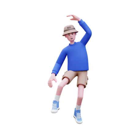 Man Jump In Air  3D Illustration