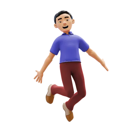 Man jumping out of joy  3D Illustration