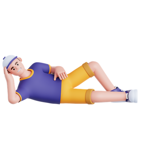 Man Laying on The Floor  3D Illustration