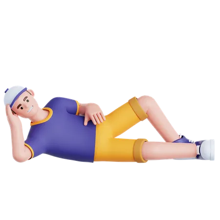 Man Laying on The Floor  3D Illustration