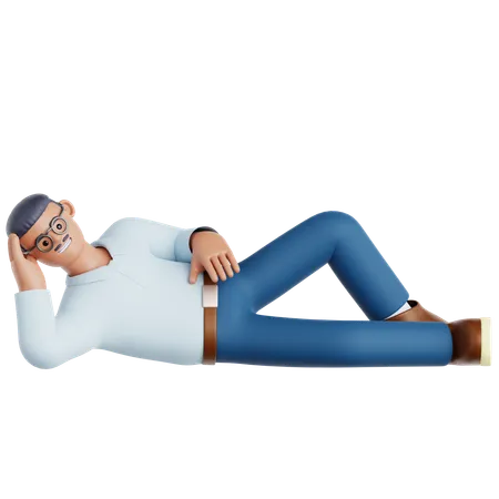 Man Laying on The Floor  3D Illustration