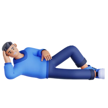 Man Laying on The Floor  3D Illustration