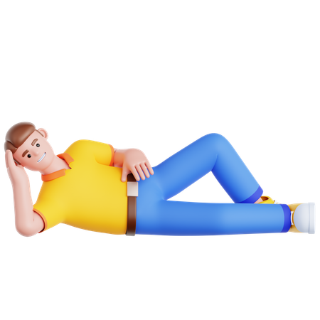 Man Laying on The Floor  3D Illustration