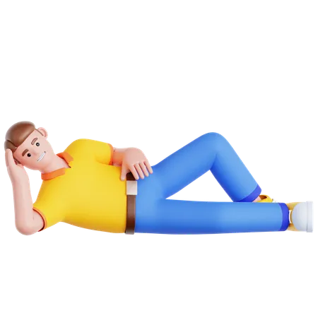 Man Laying on The Floor  3D Illustration