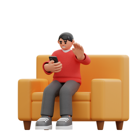 Man making video call  3D Icon