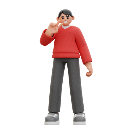 Man peace pose  3D Icon