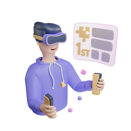 Man Playing Game using Vr tech  3D Illustration