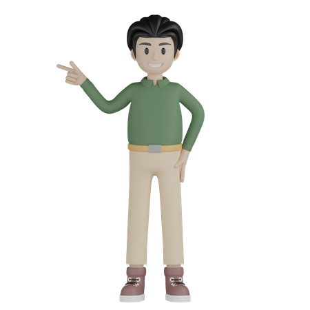 Man Pointing something left  3D Illustration