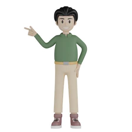 Man Pointing something left  3D Illustration