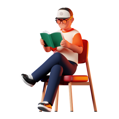 Man Reading A Book Pose  3D Illustration