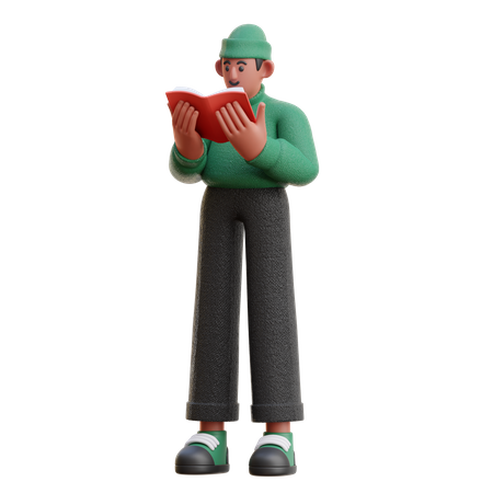 Man reading book  3D Illustration