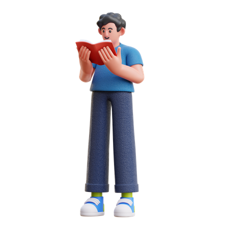 Man reading book  3D Illustration