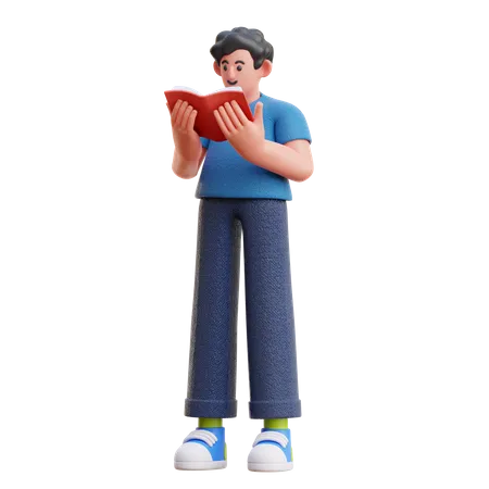 Man reading book  3D Illustration