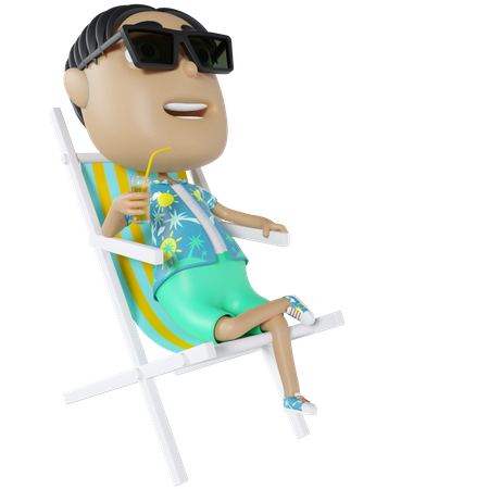 Man Relaxing On Chair  3D Illustration