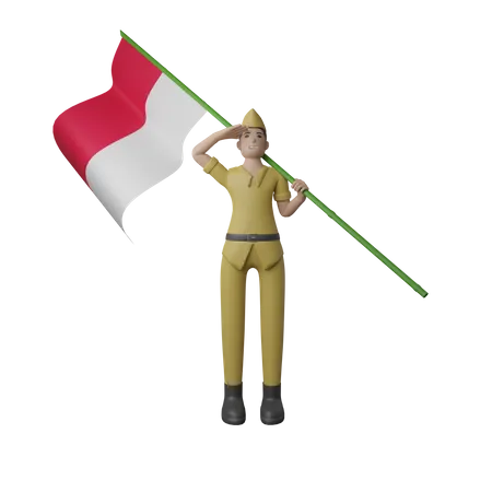 Man Saluting Independence Day  3D Illustration