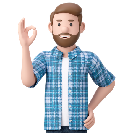 Man Showing Ok Sign  3D Illustration