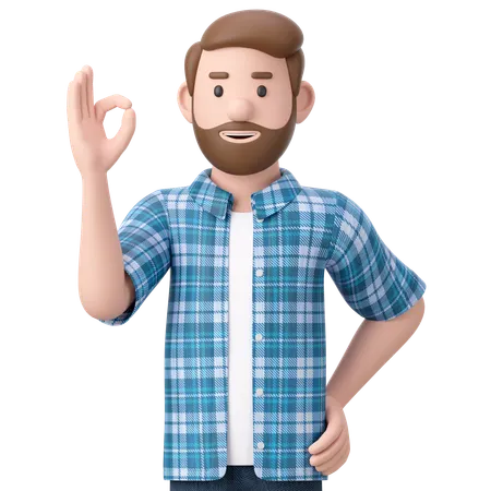 Man Showing Ok Sign  3D Illustration