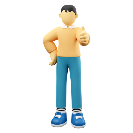 Man Showing Thumbs Up  3D Illustration