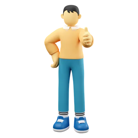 Man Showing Thumbs Up  3D Illustration