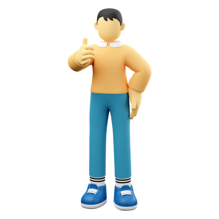 Man Showing Thumbs Up  3D Illustration