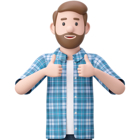 Man Shows A Thumb Up Like Sign  3D Illustration