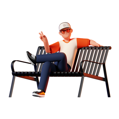 Man Sitting On A Bench Pose  3D Illustration