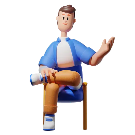 Man Sitting On Chair Character  3D Illustration