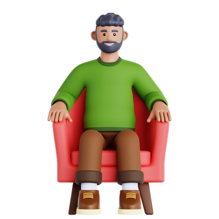 Man Sitting on Couch  3D Illustration