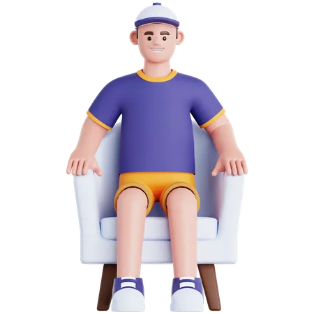 Man Sitting on Couch  3D Illustration