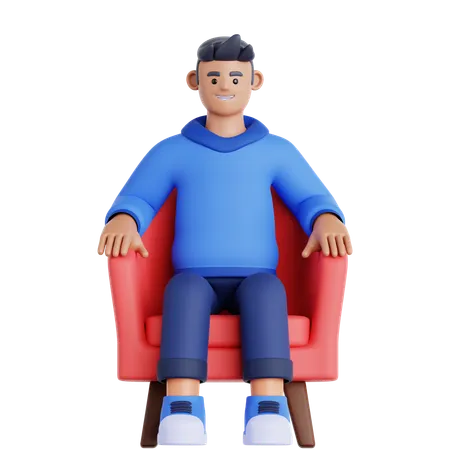 Man Sitting on Couch  3D Illustration