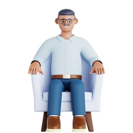 Man Sitting on Couch  3D Illustration