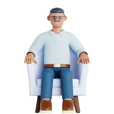 Man Sitting on Couch  3D Illustration