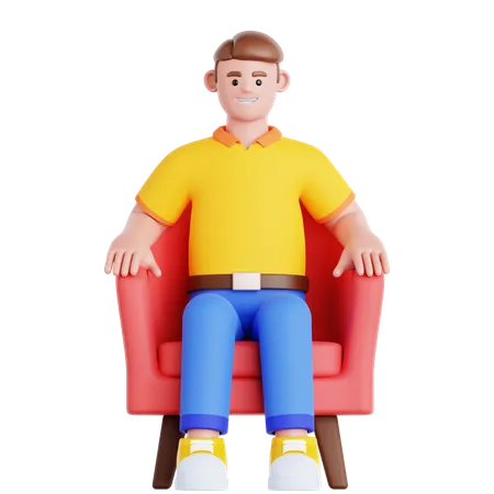 Man Sitting on Couch  3D Illustration