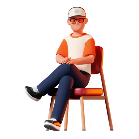 Man Sitting Pose  3D Illustration